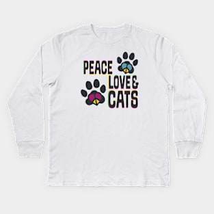 Peace Love Cats Kids Long Sleeve T-Shirt